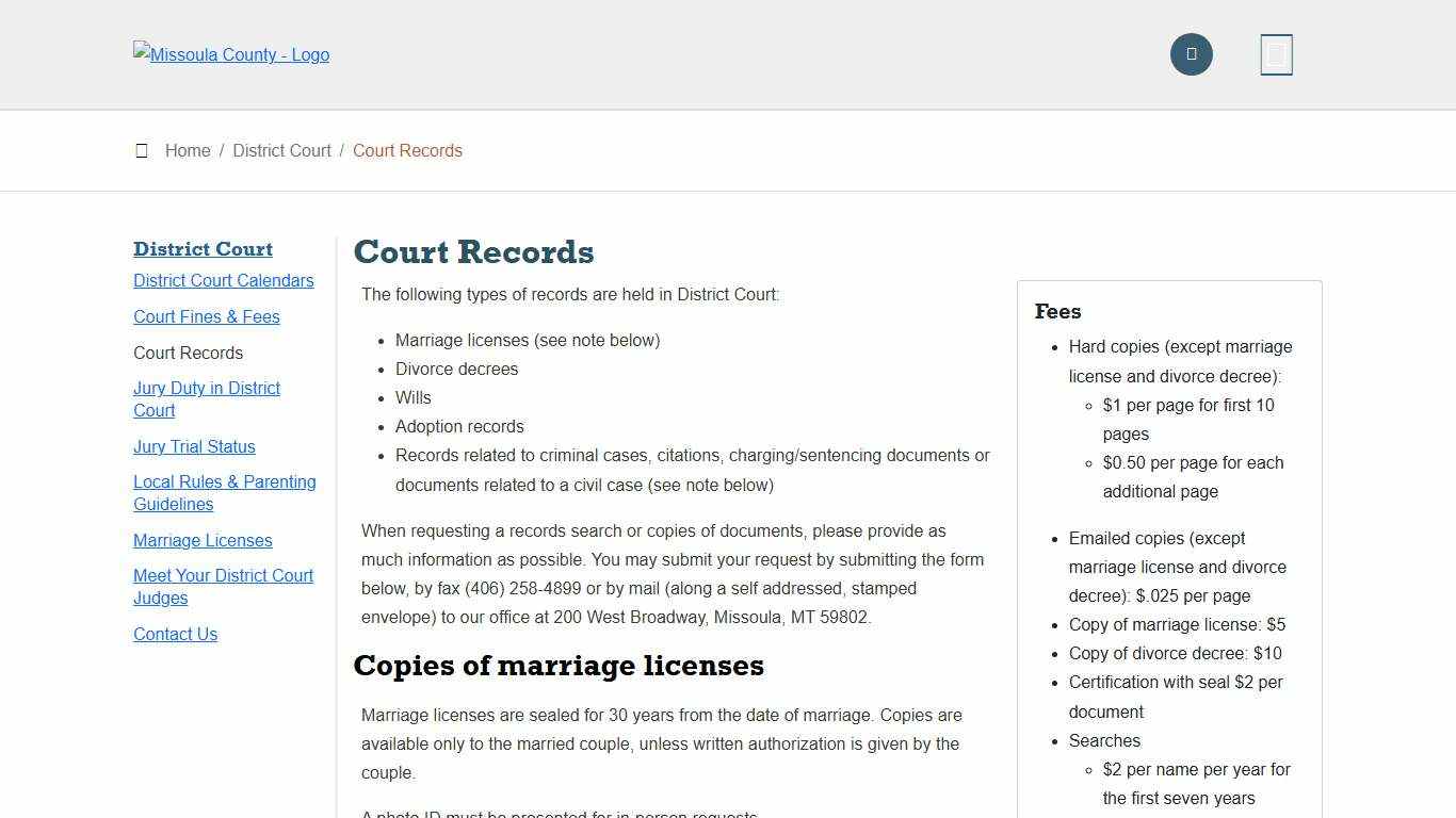 All County Departments - Court Records Missoula County, MT