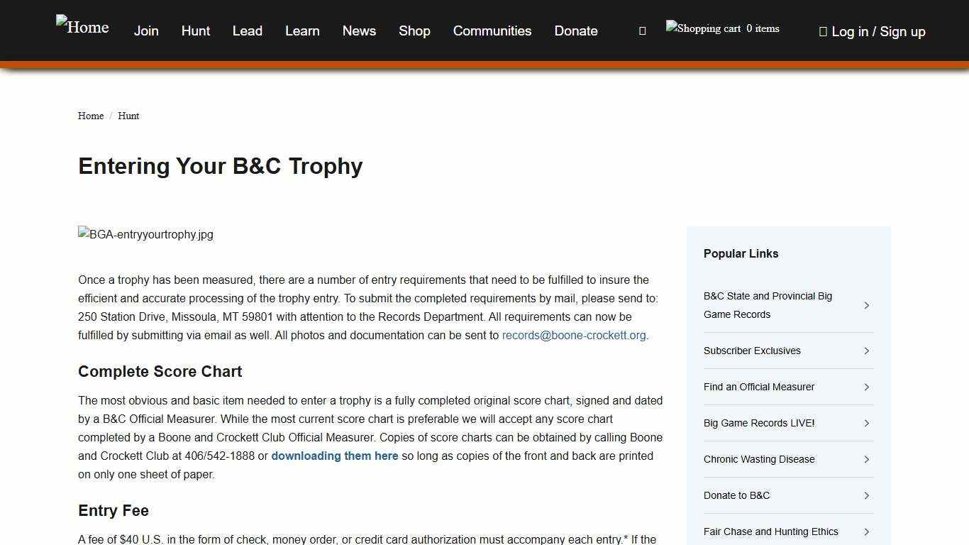 Entering Your B&C Trophy Boone and Crockett Club